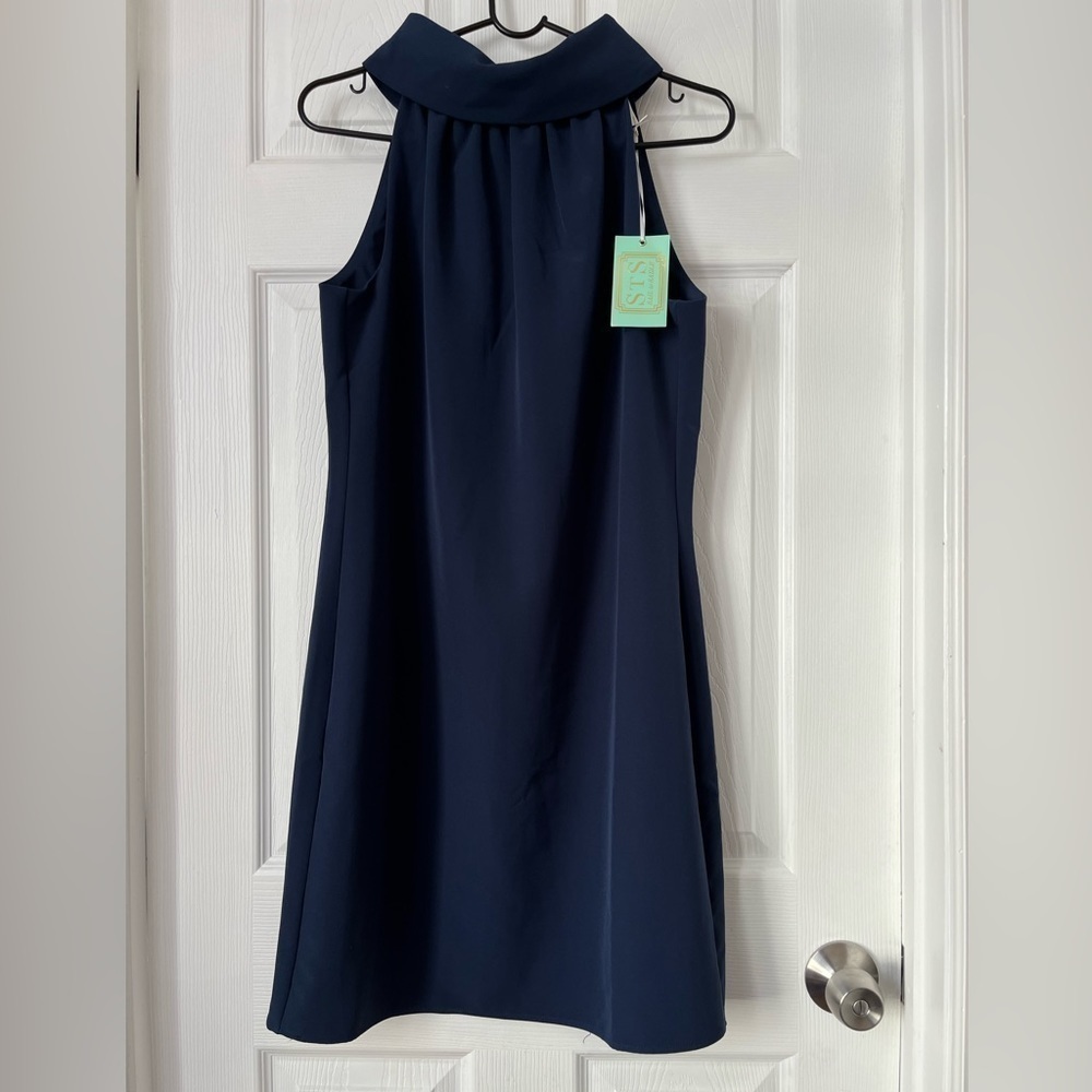 Sail To Sable Navy Cowl Neck Dress Small
